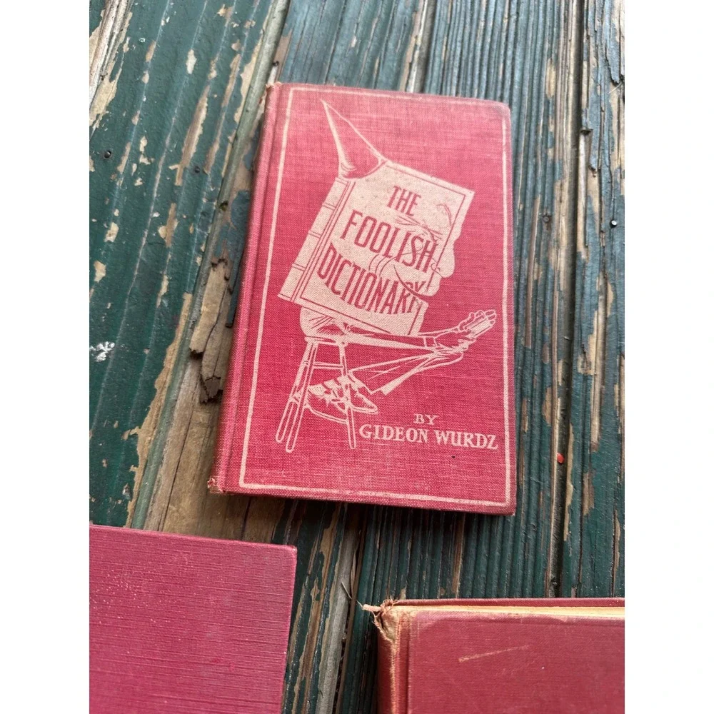 Vintage Antique Red Book Bundle The Foolish Dictionary Idylls of the King Set